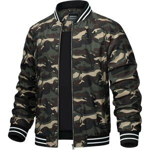 🆕Men C Army Green Bomber Lightweight Casual Fall Windbreaker Zip Up Jacket